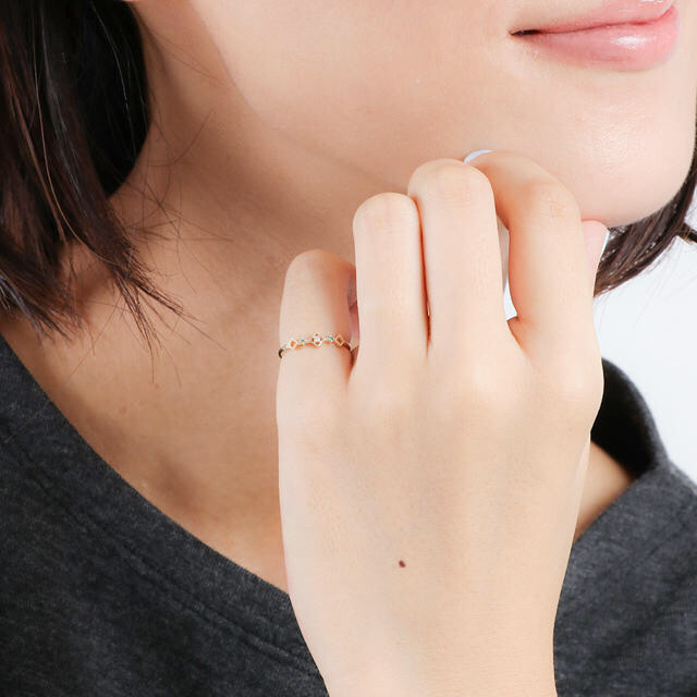 ete - 【ete】エメラルド/ダイヤモンド ピンキーリング スクエア【中古