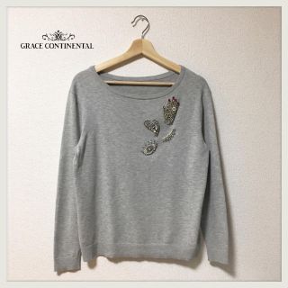 グレースコンチネンタル(GRACE CONTINENTAL)のGRACECONTINENTAL グレースコンチネンタル モチーフビジューニット(ニット/セーター)