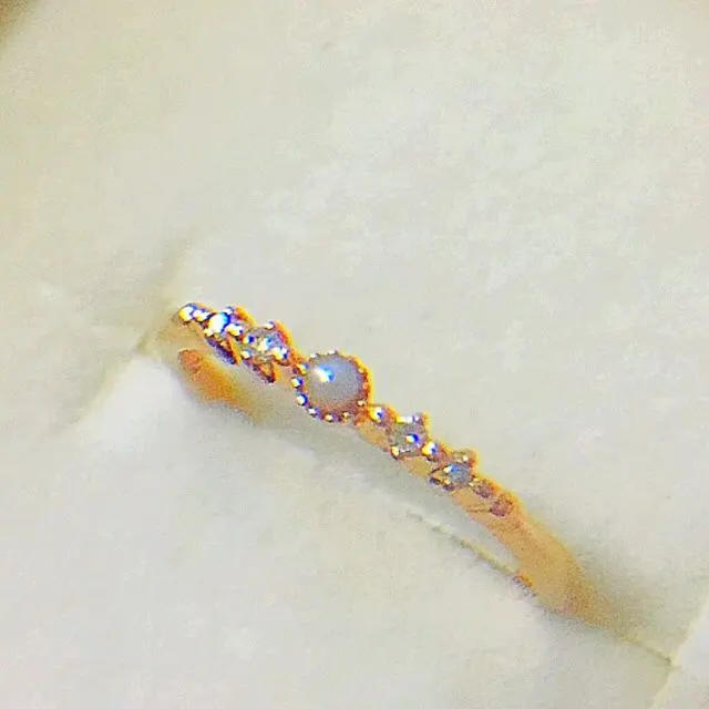 agete(アガット)のアガット k10  パール＆ダイヤモンド リング ❤️9号、0.03ct レディースのアクセサリー(リング(指輪))の商品写真