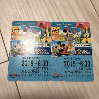 ディズニー(Disney)のディズニーリゾートライン2day pass 2枚(遊園地/テーマパーク)