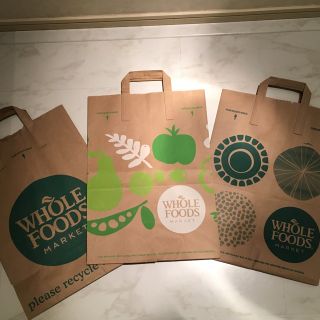 ディーンアンドデルーカ(DEAN & DELUCA)のWHOLE FOODS MARKET      ホールフーズ 紙袋 3枚(ショップ袋)