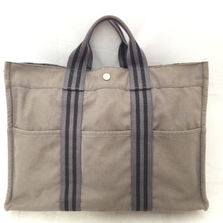 エルメス(Hermes)のHERMES エルメス フールトゥMM グレー デニム トート バッグ (トートバッグ)