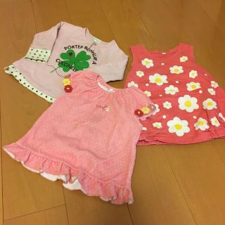 サンカンシオン(3can4on)の女の子 ワンピース チュニック トップス ロングTシャツ 90(ワンピース)