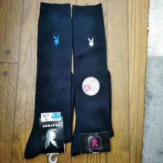 プレイボーイ(PLAYBOY)のプレイボーイ2足セットハイソックス23〜25cmネイビー新品(ソックス)