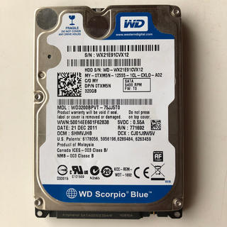 ハードディスクHDD2.5インチ 320GB WD3200BPVT 7(PC周辺機器)