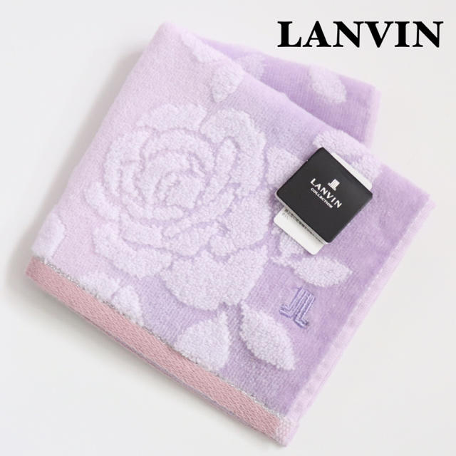 爆安LANVIN ランバン タオルハンカチ☆薔薇モチーフ ハンカチ