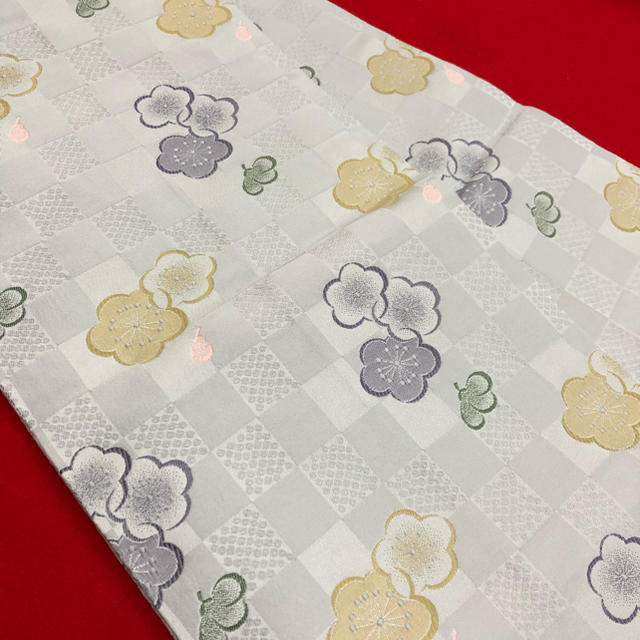 【TI】W1429m京袋帯 市松に梅文様 レディースの水着/浴衣(帯)の商品写真
