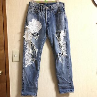 ★あちゃちゅむahcahcum★お花レースダメージデニム