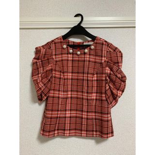 トランテアンソンドゥモード(31 Sons de mode)の【中古特価】チェックツイストスリーブブラウス♡(シャツ/ブラウス(半袖/袖なし))