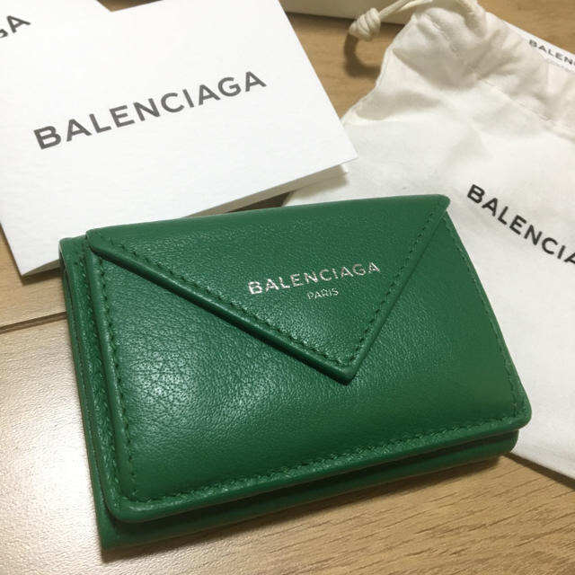 【美品】BALENCIAGA ミニウォレット グリーン