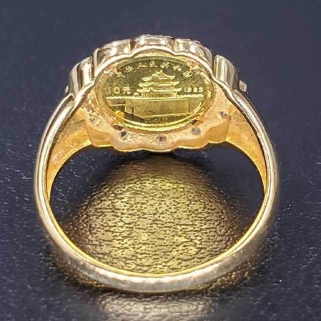 中国10元金貨 K21.6 マルコポーロ K18リング ダイヤ入 レディースのアクセサリー(リング(指輪))の商品写真