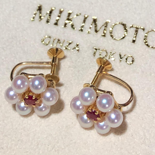 MIKIMOTO - 美品 ミキモト K18 ルビーとベビーパールのフラワー