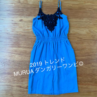 ムルーア(MURUA)のトレンド✩MURUA✩ワンピース✩S✩ダンガリー✩レース✩綺麗め✩送料込(ひざ丈ワンピース)