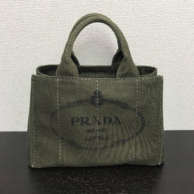 プラダ　カナパトート　カーキ　Sサイズ　キャンバス　トートバッグ