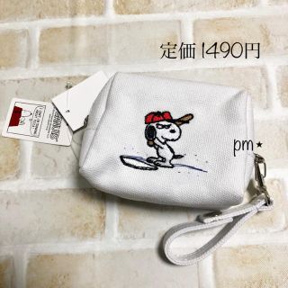 ピーナッツ(PEANUTS)の新品未使用 スヌーピー  ミニミニポーチ 刺繍キャンバス ベースボール(ポーチ)