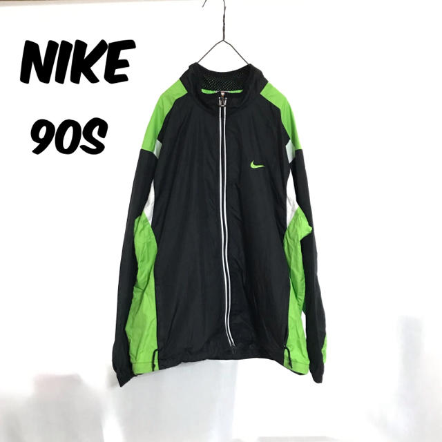 NIKE(ナイキ)のNIKE ナイキ 90s 銀タグ ナイロンジャケット マルチカラー 黒 白 緑 メンズのジャケット/アウター(ナイロンジャケット)の商品写真