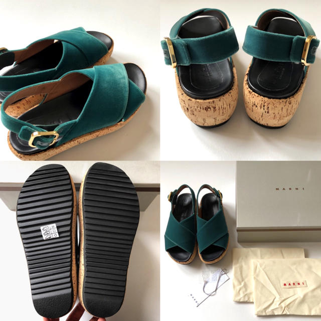 そして Marni コルクソール プラットホーム サンダル ネイビー37の通販