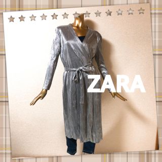 ザラ(ZARA)のZARA ★ メタリック プリーツ カーディガン ワンピース(カーディガン)