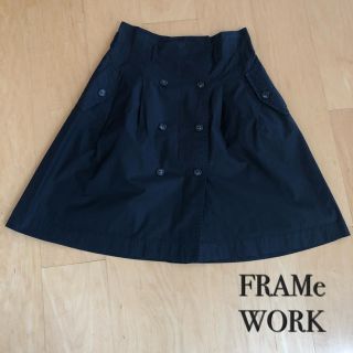 フレームワーク(FRAMeWORK)の【美品】FRAMe  WORK フレームワークス トレンチ風スカート ネイビー(ひざ丈スカート)