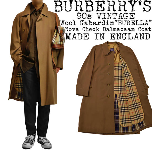 ★幻★BURBERRY★ウールギャバ ステンカラーコート★ノバチェック★英国製★ | フリマアプリ ラクマ