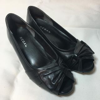 リーガル(REGAL)の美品 REGAL SHOES リーガル シューズ オープントゥ パンプス 黒(ハイヒール/パンプス)