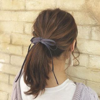 マーキュリーデュオ(MERCURYDUO)の新品未使用！リボンヘアゴム ネイビー(ヘアゴム/シュシュ)