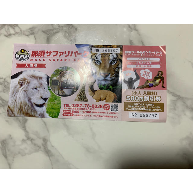 那須ワールドモンキーパークの割引券 チケットの施設利用券(動物園)の商品写真