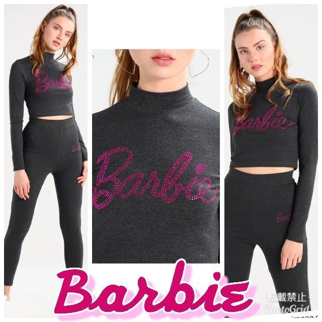 Barbie(バービー)のアメリカ正規　PINKピンク　Barbie バービー　ハイネックロンT トップス レディースのトップス(Tシャツ(長袖/七分))の商品写真