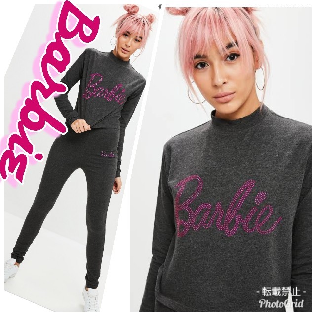 Barbie(バービー)のアメリカ正規　PINKピンク　Barbie バービー　ハイネックロンT トップス レディースのトップス(Tシャツ(長袖/七分))の商品写真