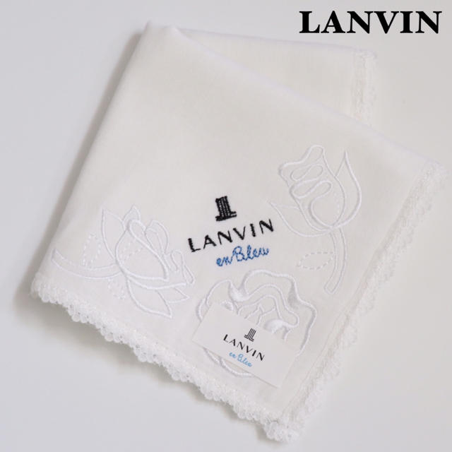 LANVIN en Bleu(ランバンオンブルー)の❤新品タグ付き ランバン ガーゼハンカチ【お花柄・バラ柄】❤ レディースのファッション小物(ハンカチ)の商品写真