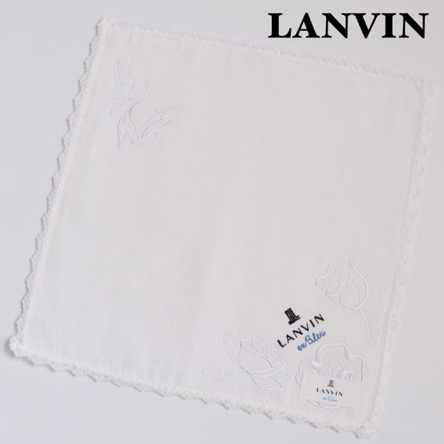 LANVIN en Bleu(ランバンオンブルー)の❤新品タグ付き ランバン ガーゼハンカチ【お花柄・バラ柄】❤ レディースのファッション小物(ハンカチ)の商品写真