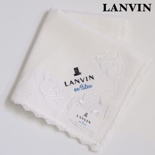 ランバンオンブルー(LANVIN en Bleu)の❤新品タグ付き ランバン ガーゼハンカチ【お花柄・バラ柄】❤(ハンカチ)