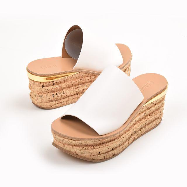CHLOE クロエ ホワイトウェッジサンダル 37 | hartwellspremium.com