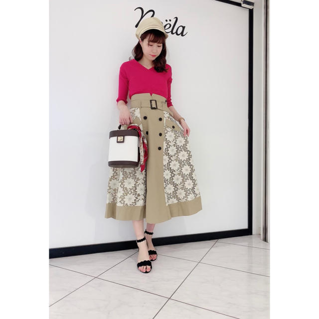 Noela レースミックストレンチスカート