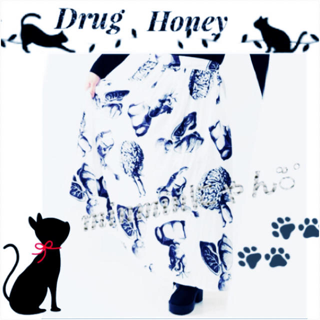 FUNKY FRUIT(ファンキーフルーツ)の【Drug】マッドサイエンス写実的贓物総柄ロングスカート レディースのスカート(ロングスカート)の商品写真