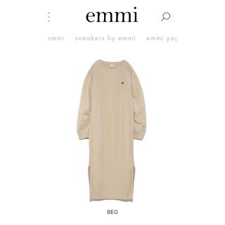 エミアトリエ(emmi atelier)のchampion× emmi ワンピース BEG ベージュ チャンピオン 新品(ロングワンピース/マキシワンピース)