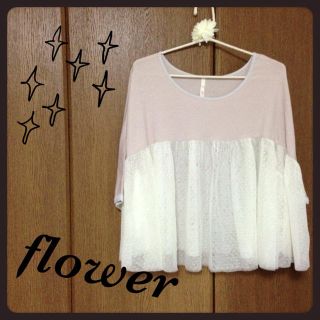 フラワー(flower)のflowerレース五分袖カットソー(カットソー(長袖/七分))