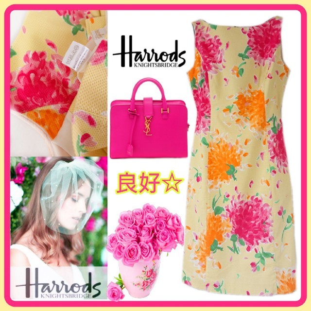 Harrods(ハロッズ)の日本製💖良好Harrods 華やか美人💖フラワー柄春夏ワンピ☆size 1  レディースのワンピース(ひざ丈ワンピース)の商品写真