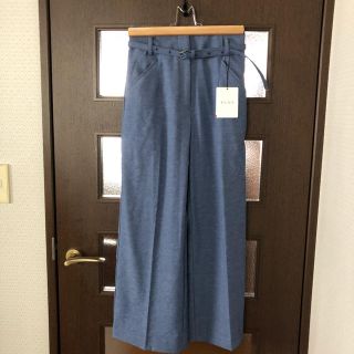 プラステ(PLST)のPLST リネンブレンドストレッチハイウエストワイドクロップドパンツ(カジュアルパンツ)