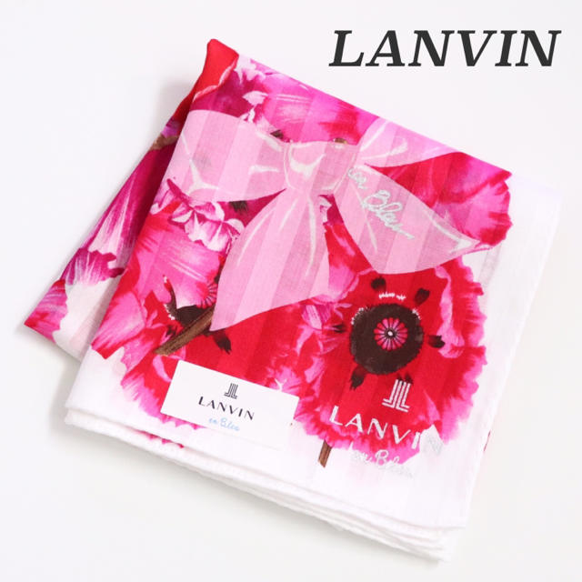 LANVIN en Bleu(ランバンオンブルー)の❤新品タグ付き ランバン ハンカチ【りぼん柄・お花柄】❤ レディースのファッション小物(ハンカチ)の商品写真