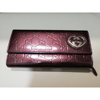 グッチ 長財布 GUCCI グッチシマ ワインレッド エナメルレザー