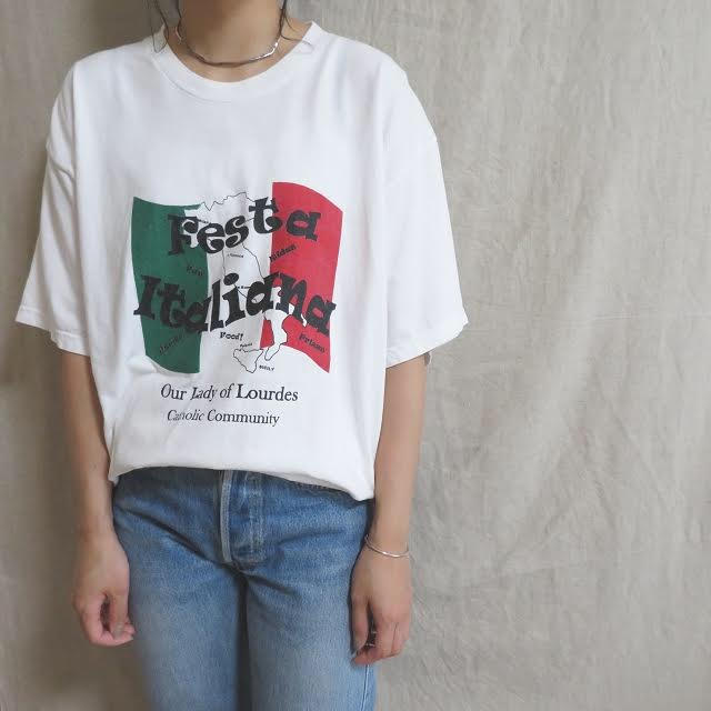 90s Festa Italiana Print Tee 白T vintage