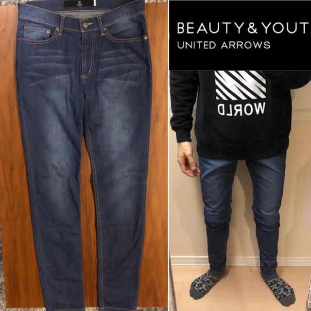 BEAUTY&YOUTH UNITED ARROWS(ビューティアンドユースユナイテッドアローズ)のBEAUTY&YOUTHスキニーデニムダメージジーンズメンズ送料込 メンズのパンツ(デニム/ジーンズ)の商品写真