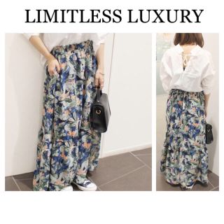 リミットレスラグジュアリー(LIMITLESS LUXURY)のLIMITLESS LUXURY リーフフラワー ロングスカート(ロングスカート)