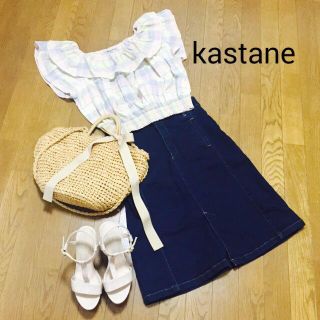 カスタネ(Kastane)の【kastane】チェックフリルブラウス(シャツ/ブラウス(半袖/袖なし))