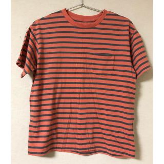 ユニクロ(UNIQLO)のUNIQLO  オレンジ ボーダー Tシャツ 半袖 150(Tシャツ/カットソー)