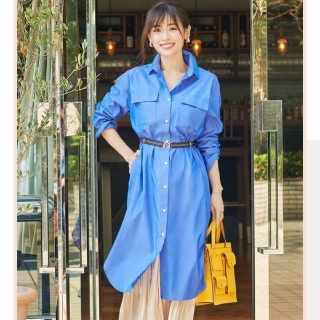 ヴィス(ViS)の泉里香さん着用！新品！♥️Vis×鎌倉シャツ♥️ロングシャツワンピース。M。(ひざ丈ワンピース)