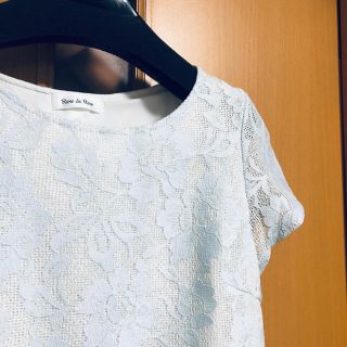 ルーデルー(Rew de Rew)の【ルーデルー】★クマピさま専用★ ほぼ未使用✨半袖ブラウス(うす水色／レース)(シャツ/ブラウス(半袖/袖なし))