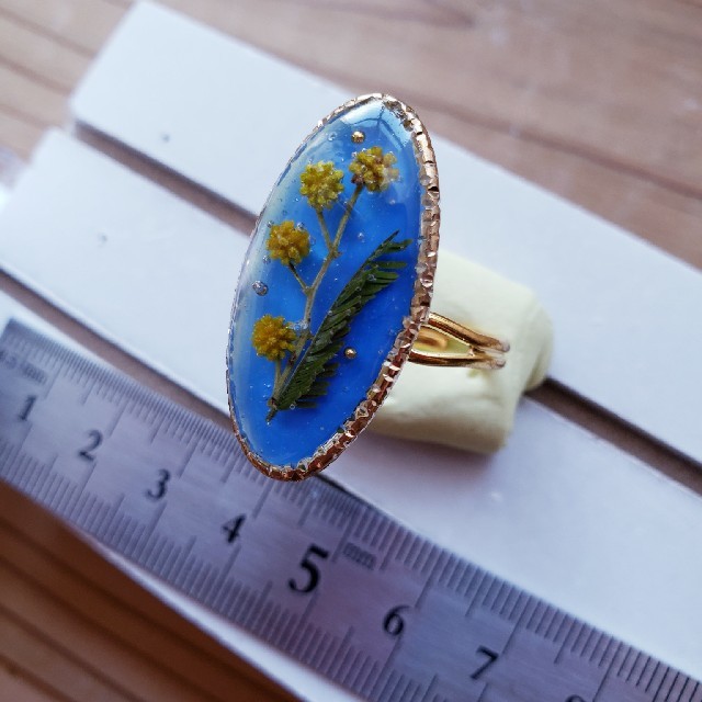 ミモザ ブルー フリーサイズリング レディースのアクセサリー(リング(指輪))の商品写真