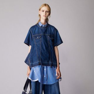 sacai サカイ デニム プルオーバー トップス 半袖 デニムブラウス フリル sacai サカイ デニム プルオーバー トップス 半袖 デニムブラウス フリル